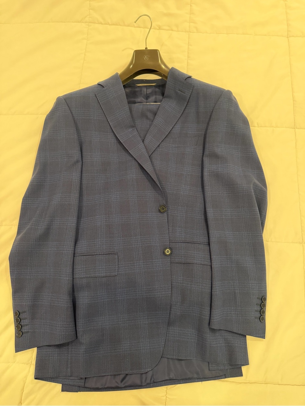 Canali Blue Plaid Men's Suit Jacket